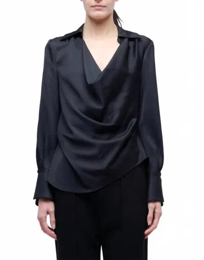 Simkhai Symone Long Sleeve Cowl Neck Top In Black
