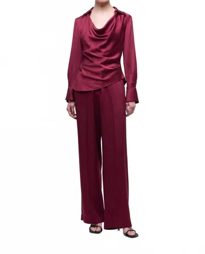 Simkhai Symone Long Sleeve Cowl Top In Cranberry In Burgundy