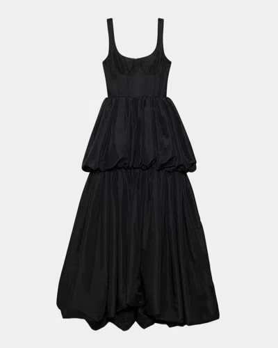 Simkhai Tabitha Tiered High-low Bubble Gown In Black