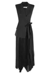 Simkhai Tailored Black Blazer Dress With Pleated Midi Skirt In Black