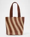 Simkhai Talia Raffia-embroidered Leather Tote Bag In Brown