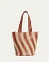 Simkhai Talia Raffia-embroidered Leather Tote Bag In Brown