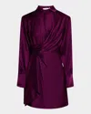 Shop Simkhai Talit Draped Satin Mini Dress In Acai