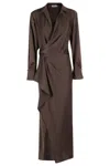 Simkhai Talita Draped Midi Dress In Brown