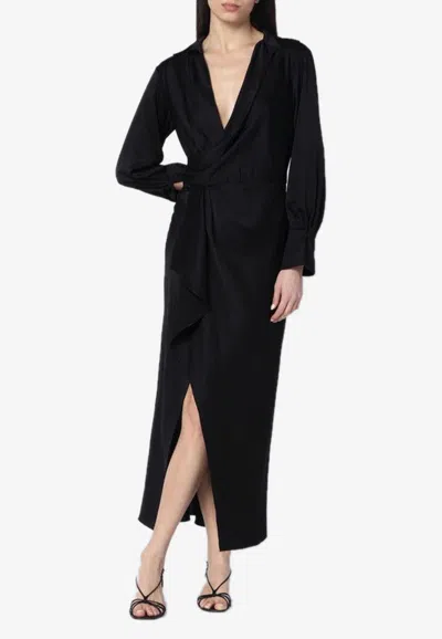 Simkhai Talita Long-sleeved Midi Dress In Black
