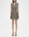 Simkhai Tanaka Sleeveless Mini Blazer Dress In Black White Houndstooth