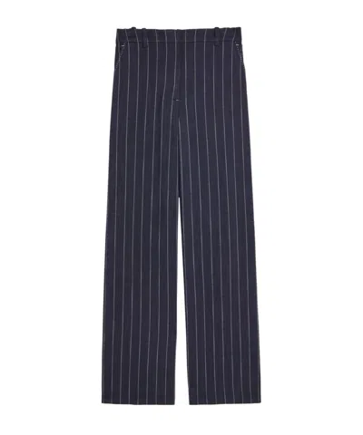 Simkhai Tavar Pinstripe Straight-leg Canvas Trousers In Blue