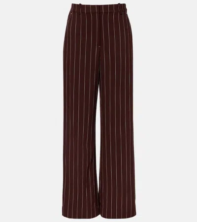 Simkhai Tavar Pinstripe Wide-leg Pants In Burgundy