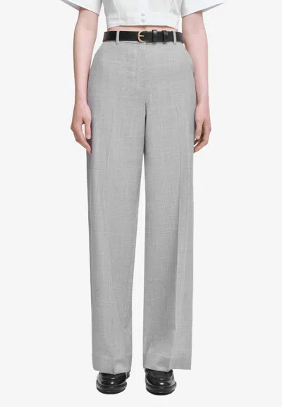 Simkhai Tavar Straight-leg Wool Pants In Gray