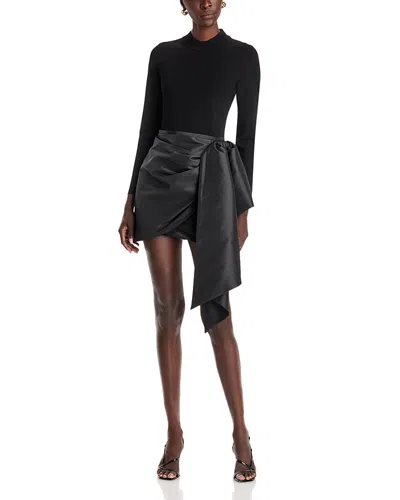 Simkhai Tedda Mixed Media Mini Dress In Black