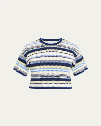 Simkhai Tenley Short-sleeve Knit Crop Top In Multi