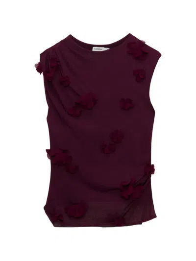 Simkhai Tessa Floral-appliqué Top In Purple