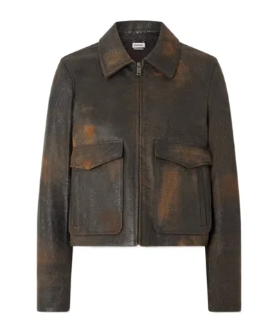 Simkhai Sage Textured-leather Jacket In Brown