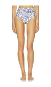 Simkhai Teya Ruched High-rise Bikini Bottoms In Blue
