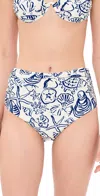 Simkhai Teya Ruched High-rise Bikini Bottoms In Blue