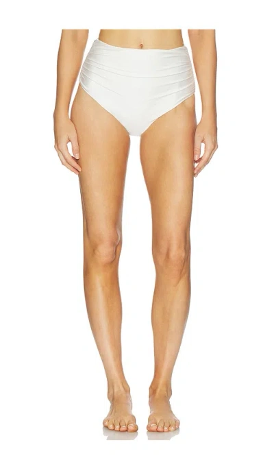 Simkhai Teya High Waisted Ruched Bikini Bottom In White
