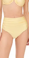 Simkhai Teya High Waisted Ruched Bikini Bottoms Buttercream In Yellow