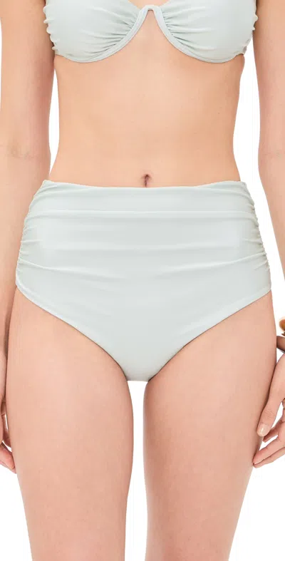 Simkhai Teya High Waisted Ruched Bikini Bottoms Mint In Green