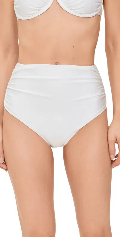 Simkhai Teya High Waisted Ruched Bikini Bottoms White