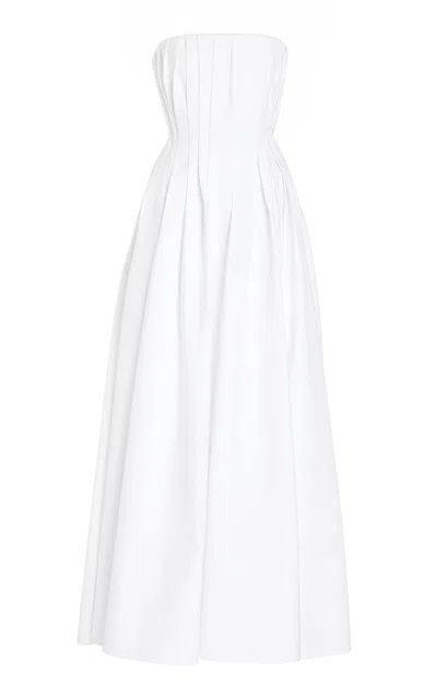 Simkhai Thalia Strapless Cotton Poplin Maxi Dress In White