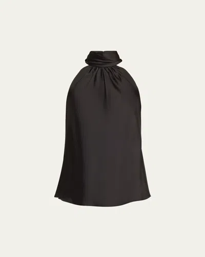 Simkhai Thea Cutaway-shoulder Halter Top In Black