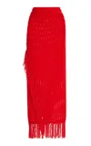 Simkhai Thyri Fringed Midi Skirt In Red