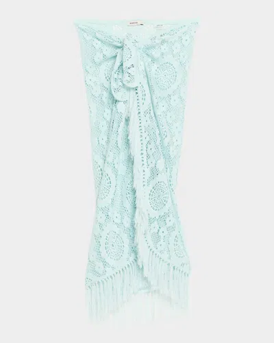 Simkhai Thyri Open-knit Fringe Pareo Coverup In Blue