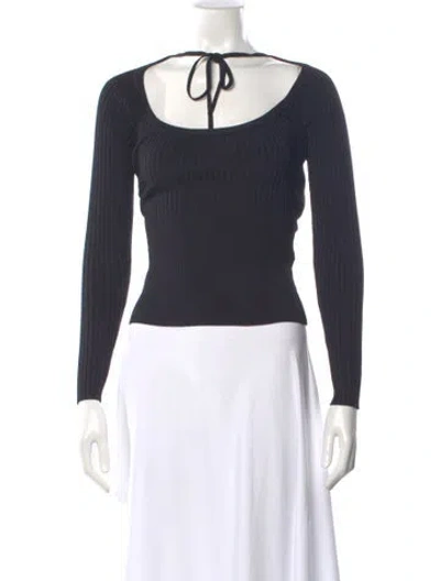 Pre-owned Simkhai Tie Neck Long Sleeve Top In Blue