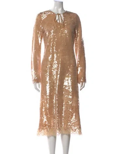 Pre-owned Simkhai Tie Neck Midi Length Dress W/ Tags In Neutral