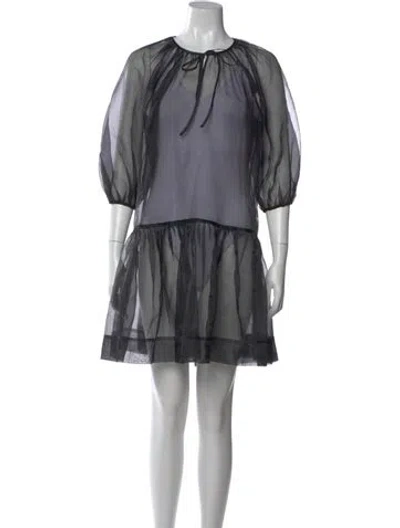 Pre-owned Simkhai Tie Neck Mini Dress In Black