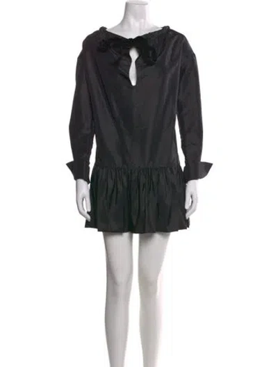 Pre-owned Simkhai Tie Neck Mini Dress In Black