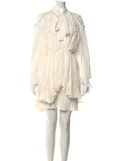 Pre-owned Simkhai Tie Neck Mini Dress In Neutral