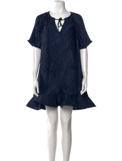 Pre-owned Simkhai Tie Neck Mini Dress W/ Tags In Blue