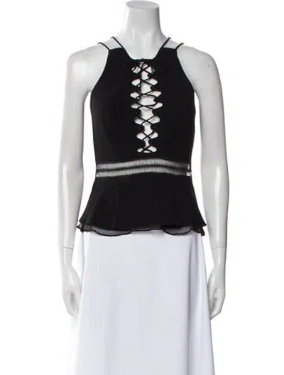 Pre-owned Simkhai Tie Neck Sleeveless Crop Top In Black