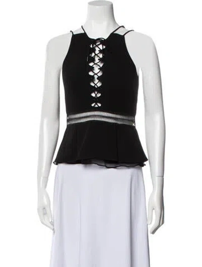 Pre-owned Simkhai Tie Neck Sleeveless Crop Top In Black