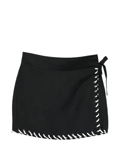 Simkhai Banks Wrap Mini Skirt In Black