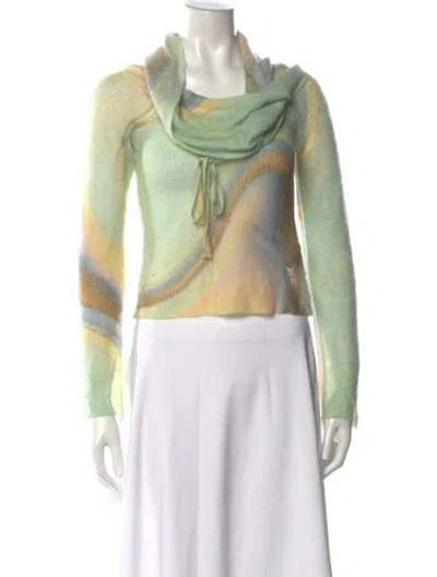 Pre-owned Simkhai Tie-dye Print Cowl Neck Sweater W/ Tags In Green