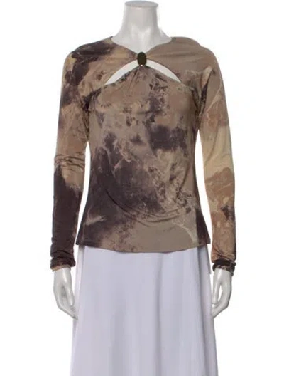Pre-owned Simkhai Tie-dye Print Crew Neck Top In Neutral