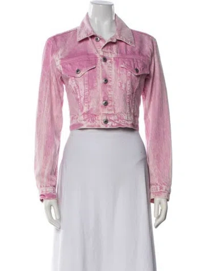 Pre-owned Simkhai Tie-dye Print Denim Jacket In Pink