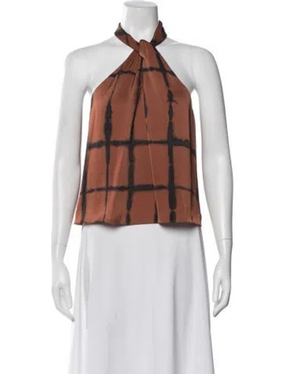 Pre-owned Simkhai Tie-dye Print Halterneck Crop Top In Brown