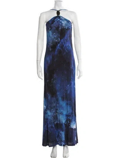 Pre-owned Simkhai Tie-dye Print Long Dress In Blue