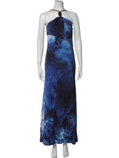 Pre-owned Simkhai Tie-dye Print Long Dress W/ Tags In Blue