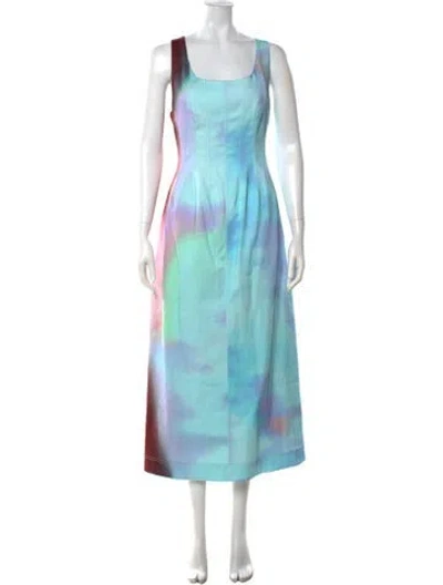 Pre-owned Simkhai Tie-dye Print Long Dress W/ Tags In Blue