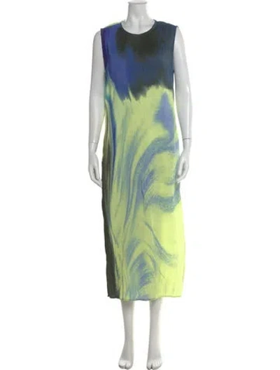 Pre-owned Simkhai Tie-dye Print Midi Length Dress In Green