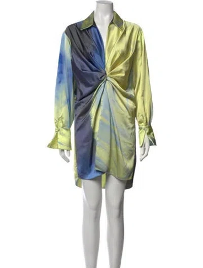 Pre-owned Simkhai Tie-dye Print Mini Dress In Blue/green