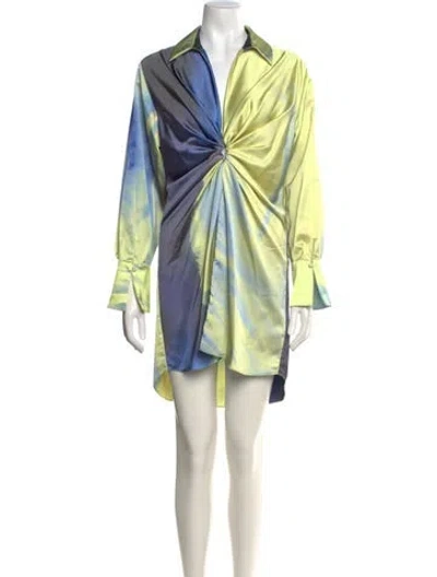 Pre-owned Simkhai Tie-dye Print Mini Dress In Green