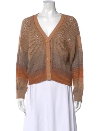 Pre-owned Simkhai Tie-dye Print V-neck Sweater W/ Tags In Orange