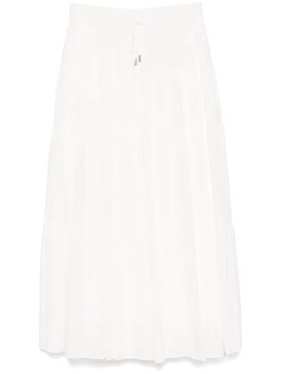 Simkhai Tiered Midi Skirt In White