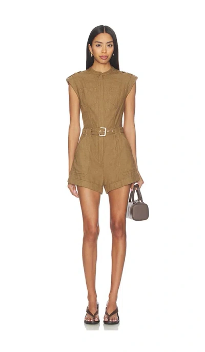 Simkhai Tinka Belted Romper In Brown