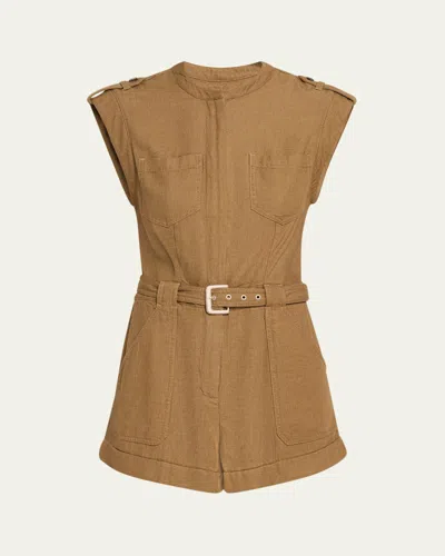 Simkhai Tinka Belted Romper In Brown